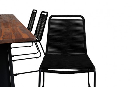 Doory, Lindos matgrupp 1 bord + 6 stolar svart/natur Venture Home