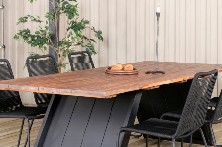 Doory, Lindos matgrupp 1 bord + 6 stolar svart/natur Venture Home