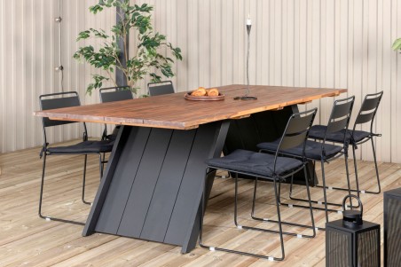 Doory, Lina rektangulär matgrupp svart/natur Venture Home