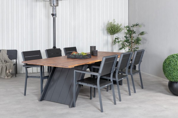Doory, Levels rektangulär matgrupp svart/natur Venture Home