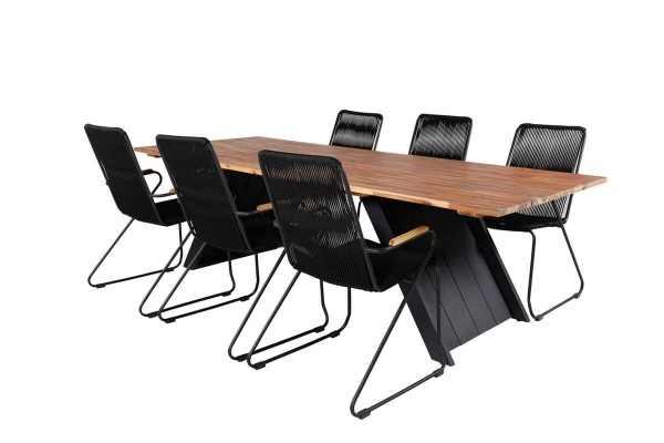Doory, Bois rektangulär matgrupp svart/natur Venture Home
