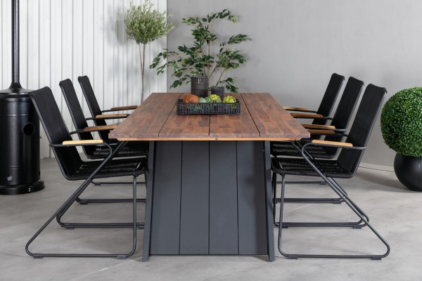 Doory, Bois rektangulär matgrupp svart/natur Venture Home