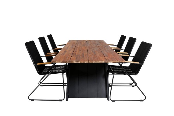 Doory, Bois rektangulär matgrupp svart/natur Venture Home