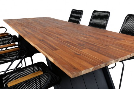 Doory, Bois rektangulär matgrupp svart/natur Venture Home
