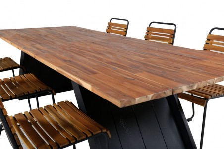 Doory, Bois rektangulär matgrupp natur Venture Home