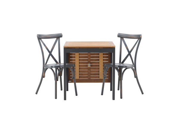 Diego, Tablas cafégrupp svart/mörkgrå Venture Home