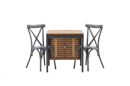 Diego, Tablas cafégrupp svart/mörkgrå Venture Home