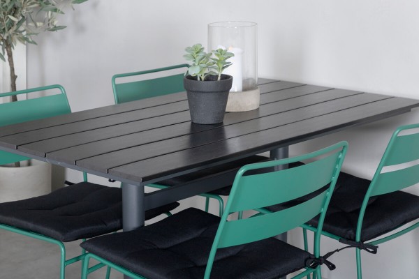 Denver, Lina rektangulär matgrupp grön/svart Venture Home