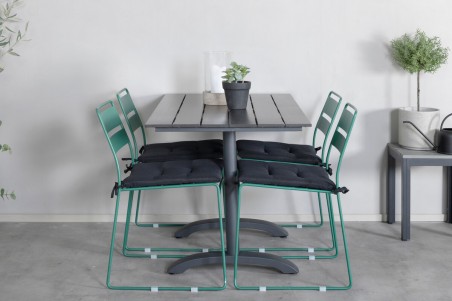 Denver, Lina rektangulär matgrupp grön/svart Venture Home