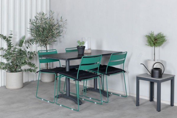 Denver, Lina rektangulär matgrupp grön/svart Venture Home