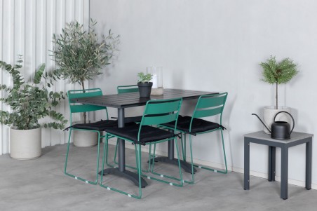 Denver, Lina rektangulär matgrupp grön/svart Venture Home