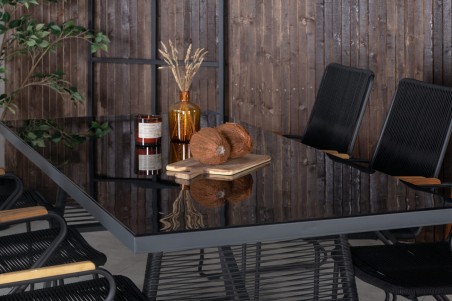 Dallas, Bois rektangulär matgrupp svart Venture Home
