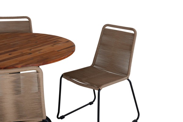 Cot, Lindos rund matgrupp brun/natur Venture Home
