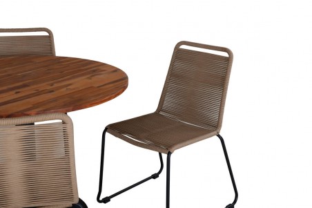 Cot, Lindos rund matgrupp brun/natur Venture Home