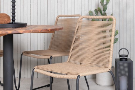 Cot, Lindos rund matgrupp brun/natur Venture Home