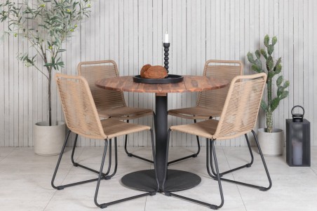 Cot, Lindos rund matgrupp brun/natur Venture Home