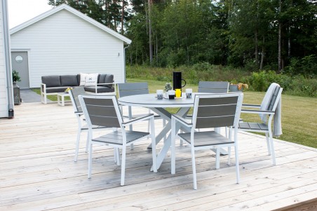 Copacabana, Levels rund matgrupp vit/grå Venture Home