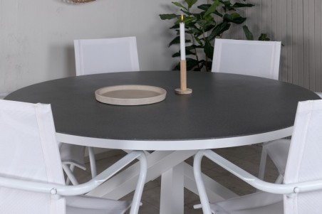 Copacabana, Alina rund matgrupp vit/grå Venture Home
