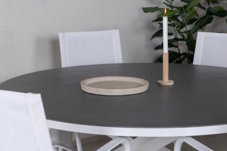 Copacabana, Alina rund matgrupp vit/grå Venture Home