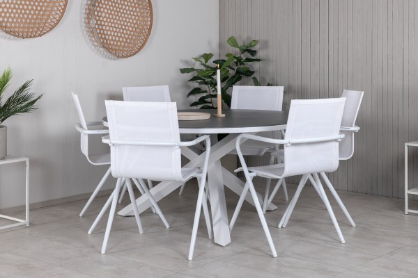 Copacabana, Alina rund matgrupp vit/grå Venture Home