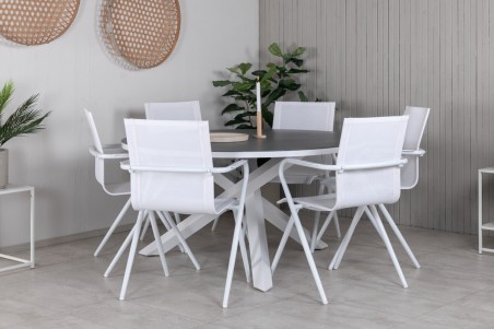 Copacabana, Alina rund matgrupp vit/grå Venture Home