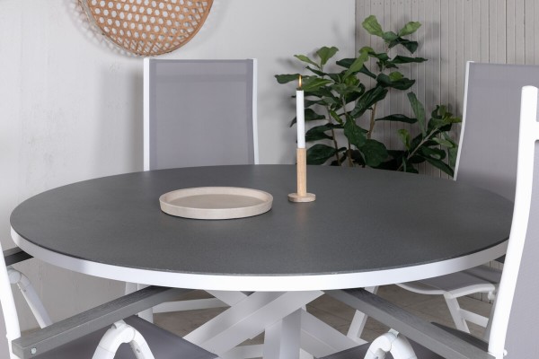Copacabana, Albany rund matgrupp grå/vit Venture Home