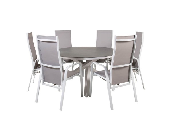 Copacabana rund matgrupp grå/vit Venture Home