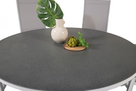 Copacabana rund matgrupp grå/vit Venture Home