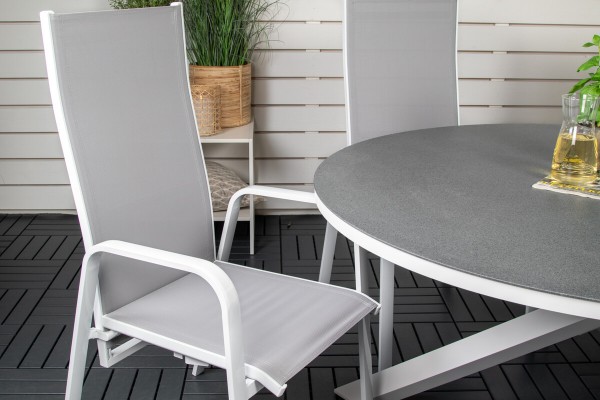 Copacabana rund matgrupp grå/vit Venture Home
