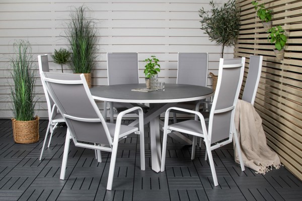 Copacabana rund matgrupp grå/vit Venture Home