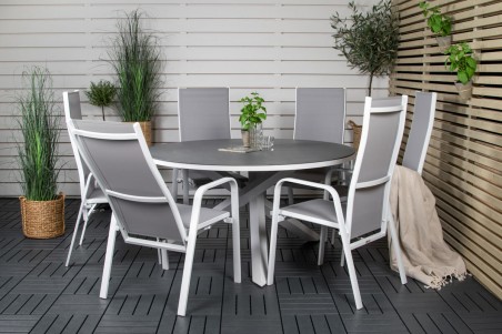 Copacabana rund matgrupp grå/vit Venture Home