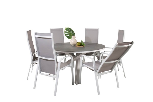 Copacabana rund matgrupp grå/vit Venture Home