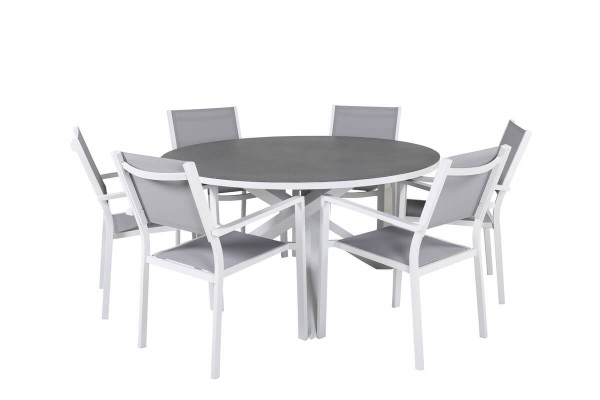 Copacabana matgrupp Ø140 cm grå/vit Venture Home