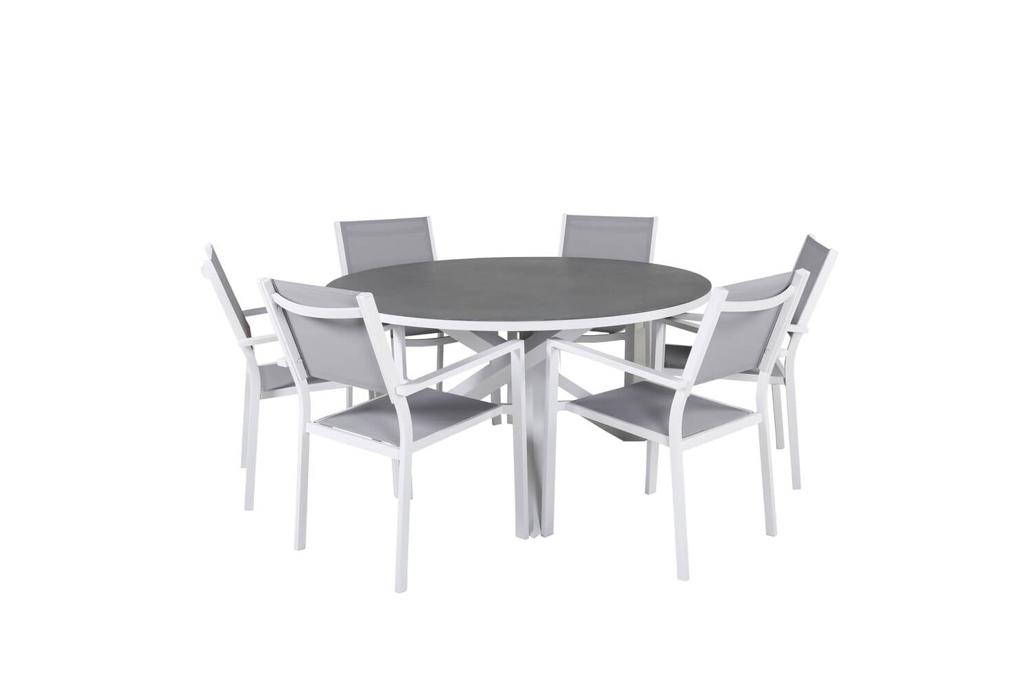 Copacabana matgrupp Ø140 cm grå/vit Venture Home Copacabana matgrupp Ø140 cm grå/vit Venture Home