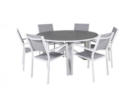 Copacabana matgrupp Ø140 cm grå/vit Venture Home