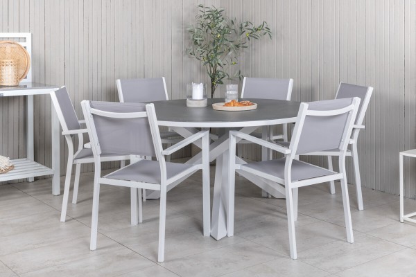 Copacabana matgrupp Ø140 cm grå/vit Venture Home