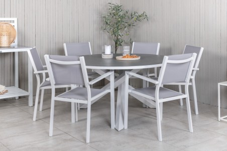 Copacabana matgrupp Ø140 cm grå/vit Venture Home