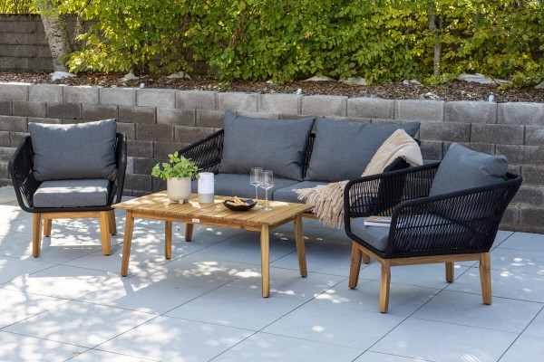 Chania soffgrupp svart/natur Venture Home