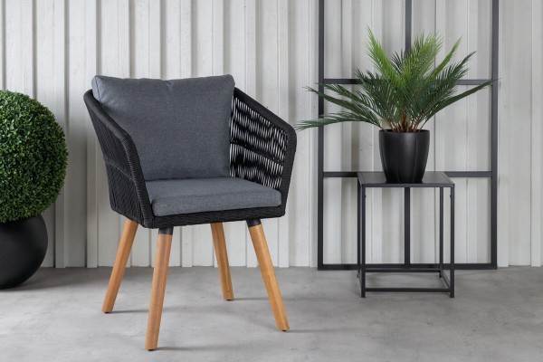 Chania karmstol 2-pack svart/natur Venture Home