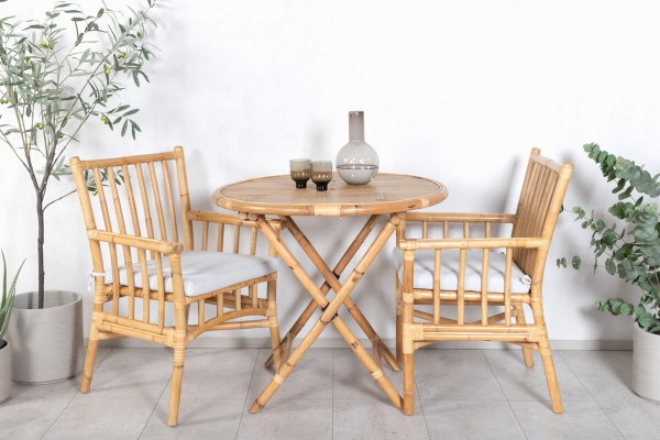 Cane rund matgrupp Ø80 cm natur Venture Home