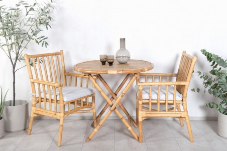Cane rund matgrupp Ø80 cm natur Venture Home