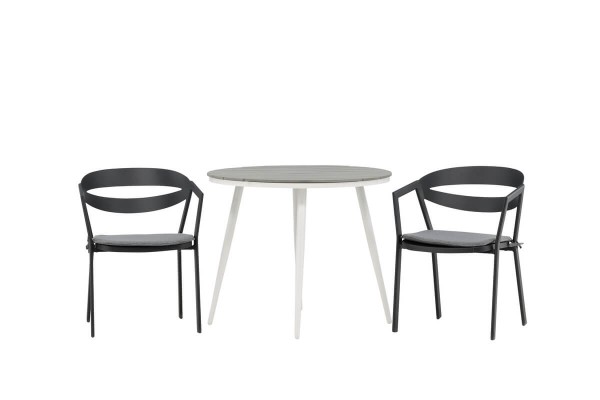 Break, Slit rund matgrupp Ø90 cm grå/svart Venture Home