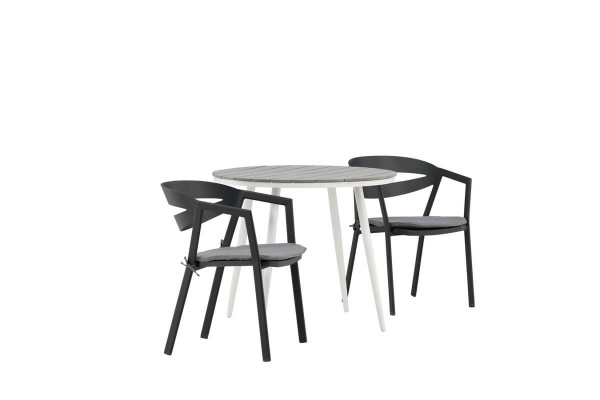 Break, Slit rund matgrupp Ø90 cm grå/svart Venture Home