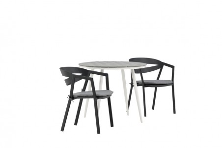 Break, Slit rund matgrupp Ø90 cm grå/svart Venture Home