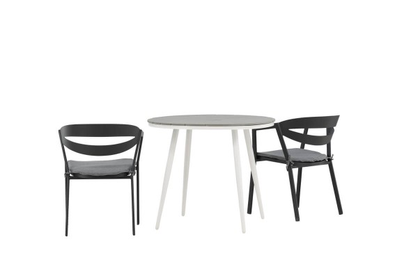 Break, Slit rund matgrupp Ø90 cm grå/svart Venture Home