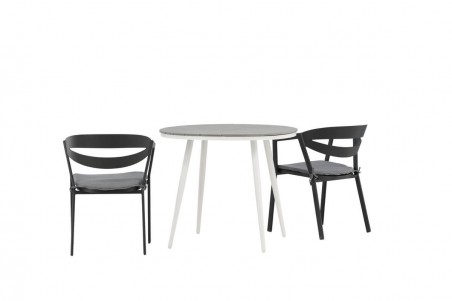 Break, Slit rund matgrupp Ø90 cm grå/svart Venture Home