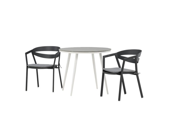 Break, Slit rund matgrupp Ø90 cm grå/svart Venture Home