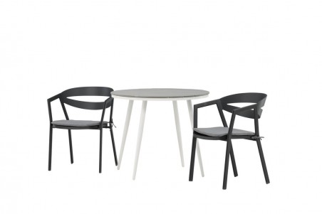 Break, Slit rund matgrupp Ø90 cm grå/svart Venture Home