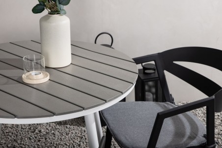 Break, Slit rund matgrupp Ø90 cm grå/svart Venture Home
