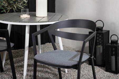 Break, Slit rund matgrupp Ø90 cm grå/svart Venture Home